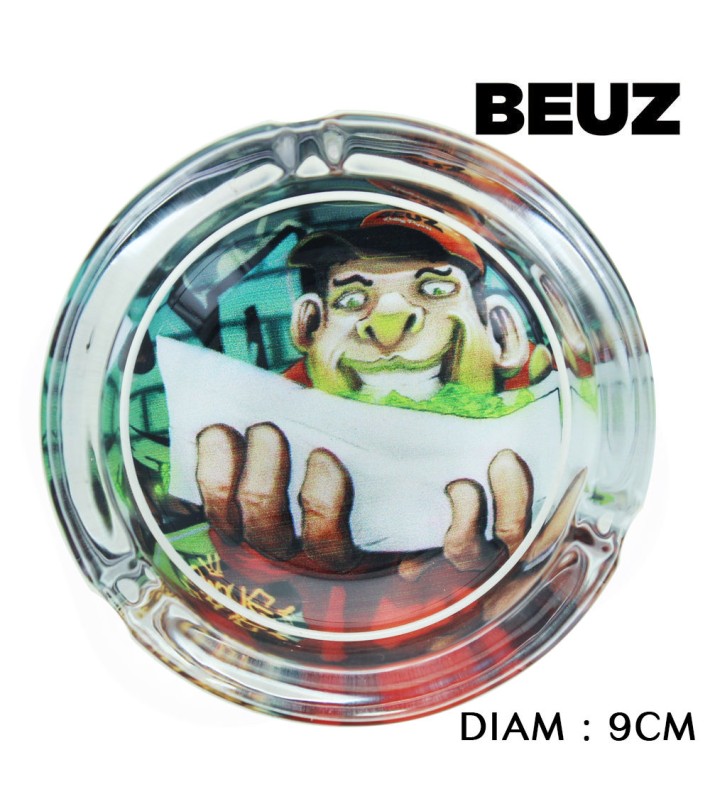 BEUZ - Cendrier rond en verre Rolling